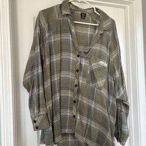 BDG Olive and Cream Plaid Button-Down Shirt - Men's Relaxed Style
